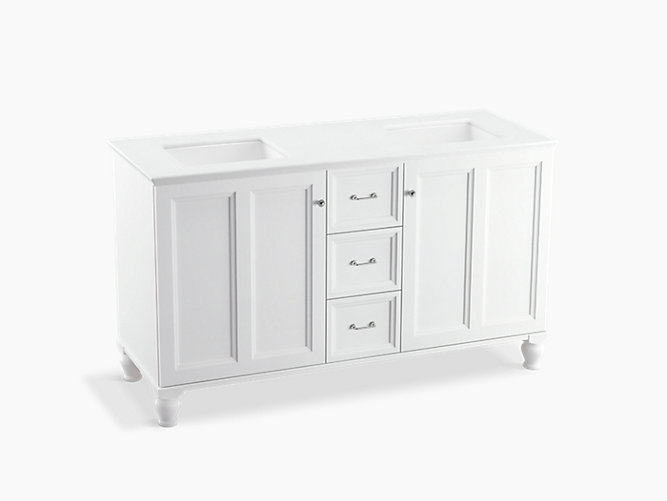 K 99524 Lg Damask 60 Inch Vanity With Legs 2 Doors 3 Drawers